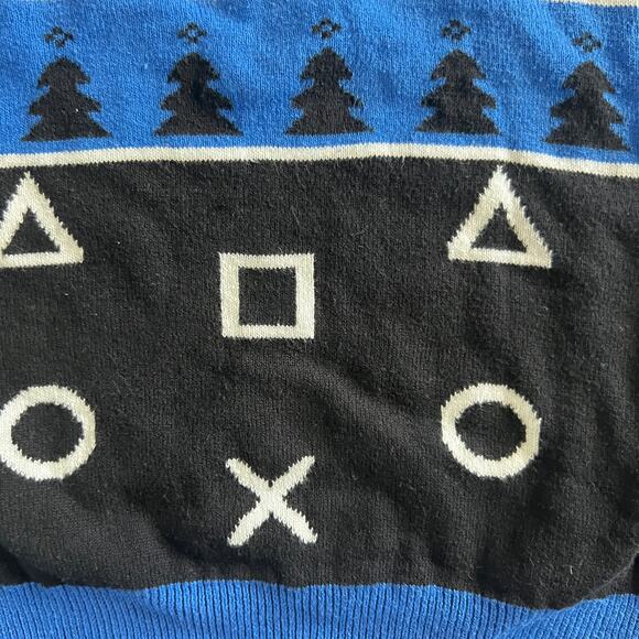PlayStation Holiday Sweater Black Blue Gamer Ugly Christmas Jumper Men’s M - Picture 5 of 8